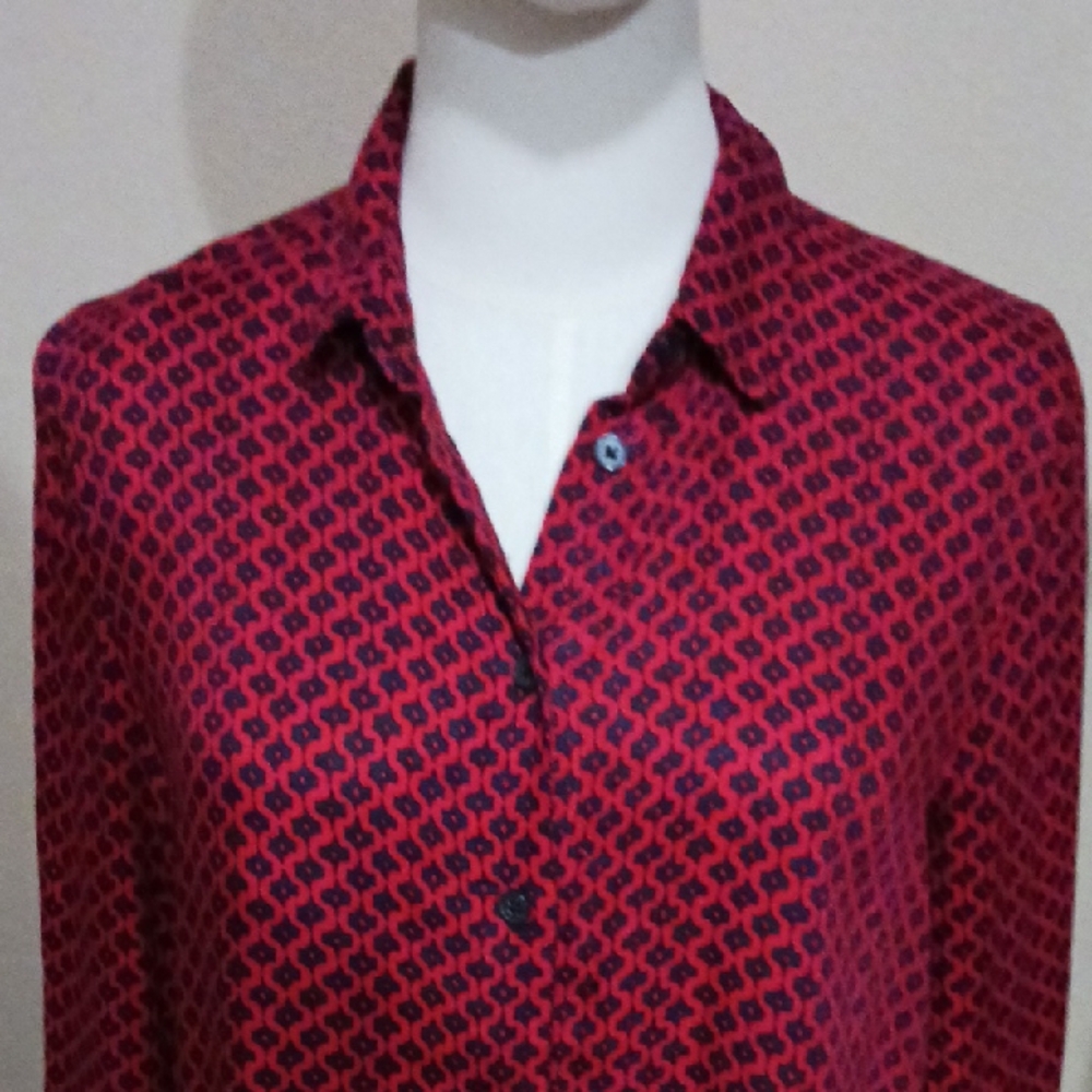 Banana Republic-Red and Black Geometric Shirt